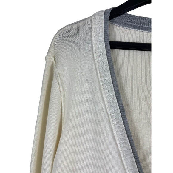 Aeropostale Ivory Grey Trim Button Up Tunic Long Cardigan XL NWT Academia - Picture 5 of 14